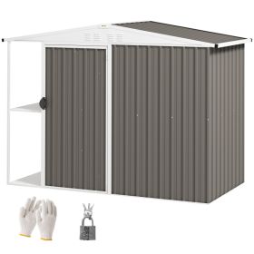 8 X 4 ft Outdoor Garden Shed, Metal Shed With Air Vents And Lock For Backyard, Garden, Patio, Warm Gray (Option: Gray)
