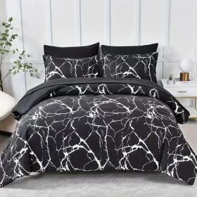 Black Marble Pattern Bed Duvet Cover Set (Option: Twin)