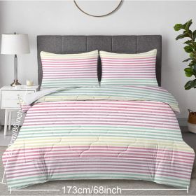 Full Size, Rainbow Comforter Bedding Set Pink Yellow Green Purple 3 Piece, 1 Comforter And 2 Pillow Shams (Option: Twin-Pink)