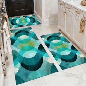 Three-piece kitchen rug set, non-slip and washable, abstract pattern kitchen hallway rug, soft and comfortable, suitable for sinks, floors, entrances (Main Color: White, Main Material: Polyester)