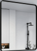 Fog and break-resistant bathroom mirror with rectangular frame, tempered glass and rounded corners Living room and bedroom wall mirror